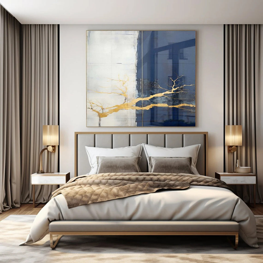 Extra-Huge Hand-Painted Modern Abstract Canvas for Family Home Basement Recreational Areas
