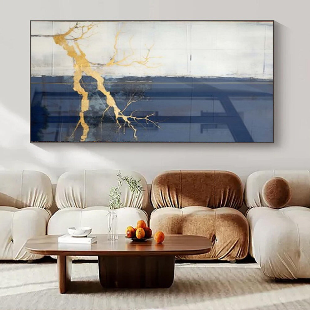 Extra-Huge Hand-Painted Modern Abstract Canvas for Family Home Basement Recreational Areas