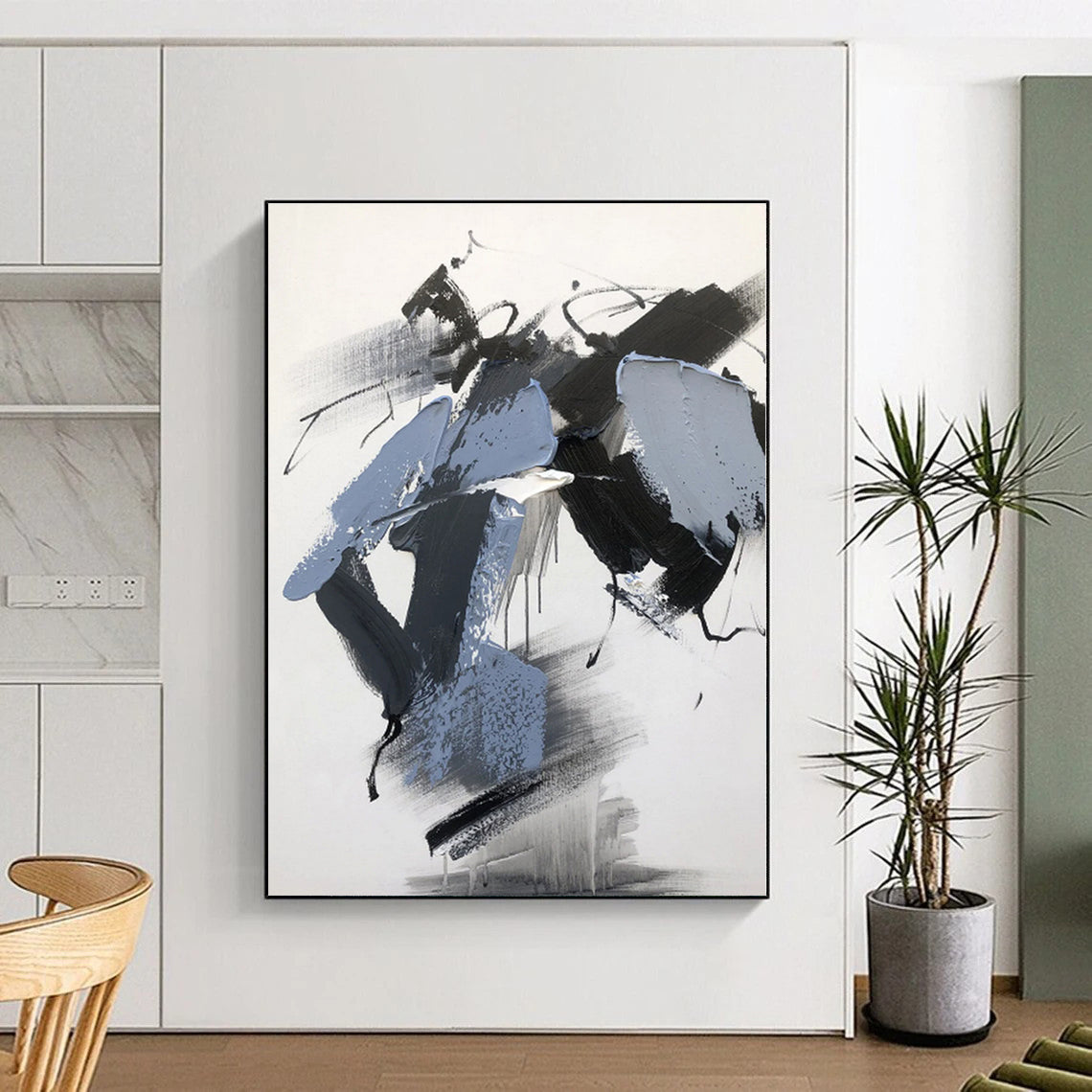 Custom Large Hand-Painted Abstract Canvas for Pet Nook Feature Wall