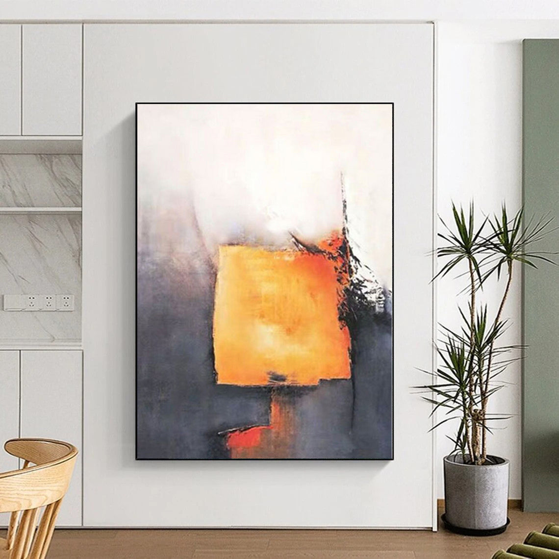 Large-Scale Custom Hand-Painted Abstract Canvas for Nursery Crib Feature Wall LargeART0591