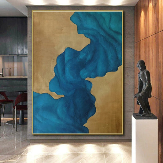 Grand Hand-Painted Abstract Painting for Hallway Stairwell Landing Walls