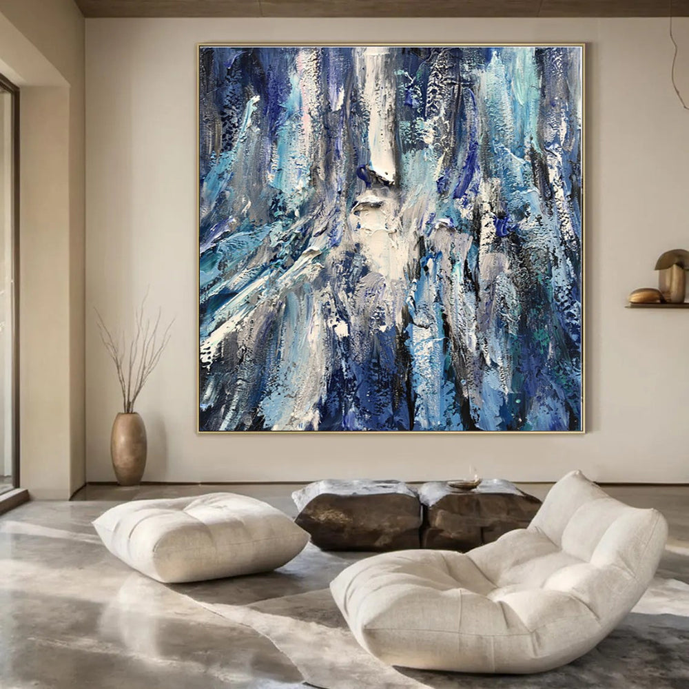 Oversized Custom Hand-Painted Abstract Painting for Office and Hotel Executive Suites