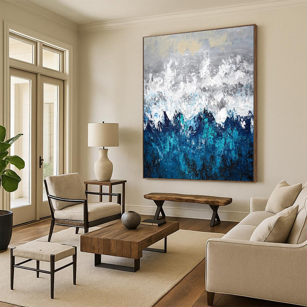 Monumental Custom Abstract Painting for Home Library Reading Nook Feature Walls