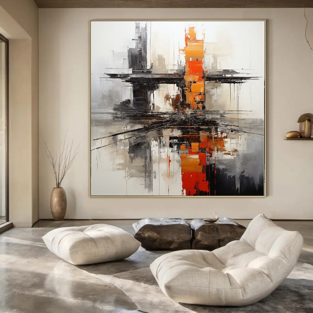 Giant Abstract Art for Rooftop Garden Retreats - Made to Order Mixed Media on Canvas