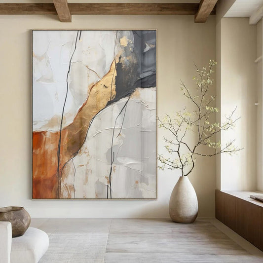 Large-Scale Hand-Painted Contemporary Abstract Mural for Family Home Kitchens