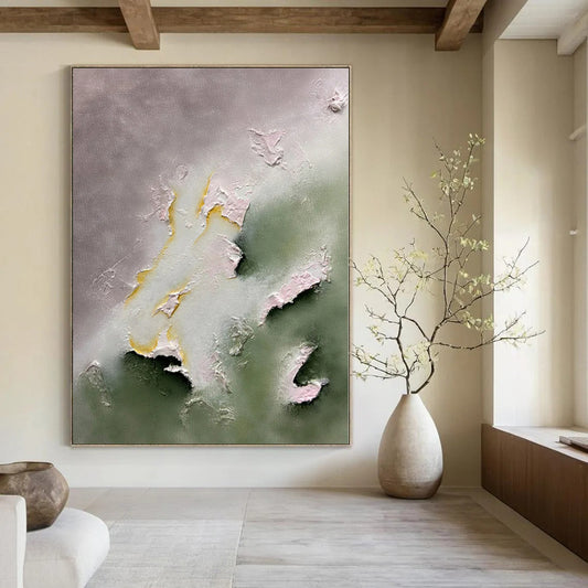 Oversized Hand-Painted Modern Abstract Mural for Bedroom Behind Dressers