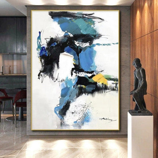 Monumental Modern Abstract Painting for Home Indoor Poolside Relaxing Atmosphere