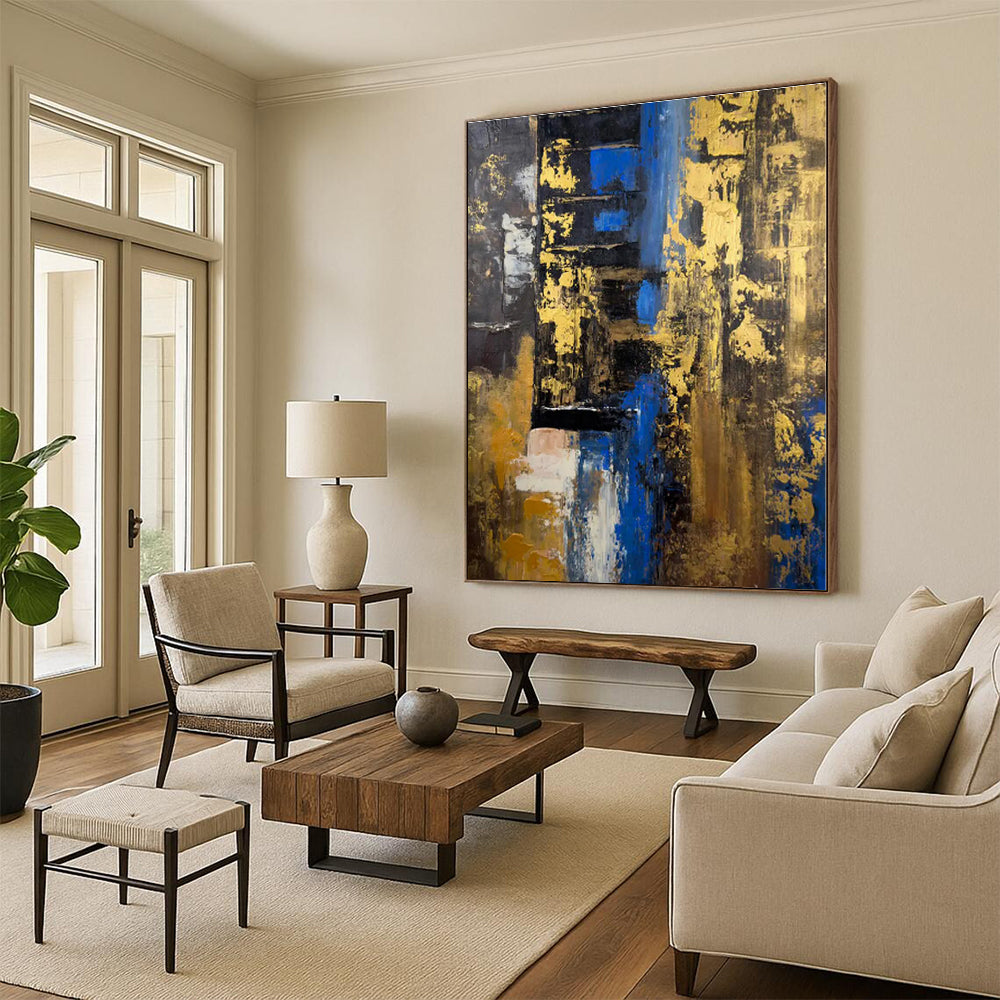 Huge Hand-Painted Abstract Canvas for Attic Storage and Display Wall