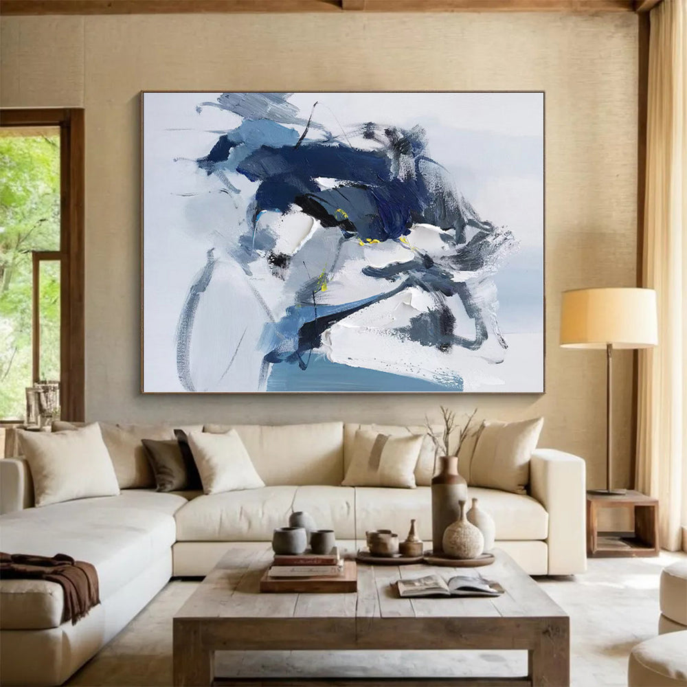 Large-Scale Hand-Painted Abstract Canvas for Dining Room Banquet Wall