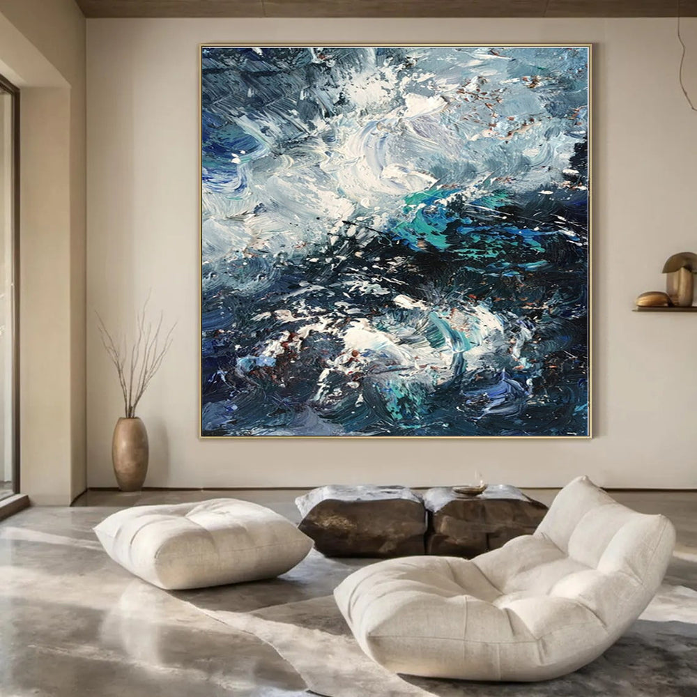 Custom Hand-Painted Abstract Mural for Living Room and Hotel Outdoor Terraces