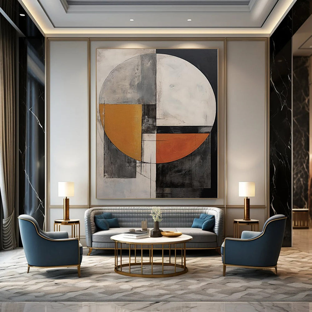 Artistic Stripe Hand-Painted Mural for Dining Room Statement Walls