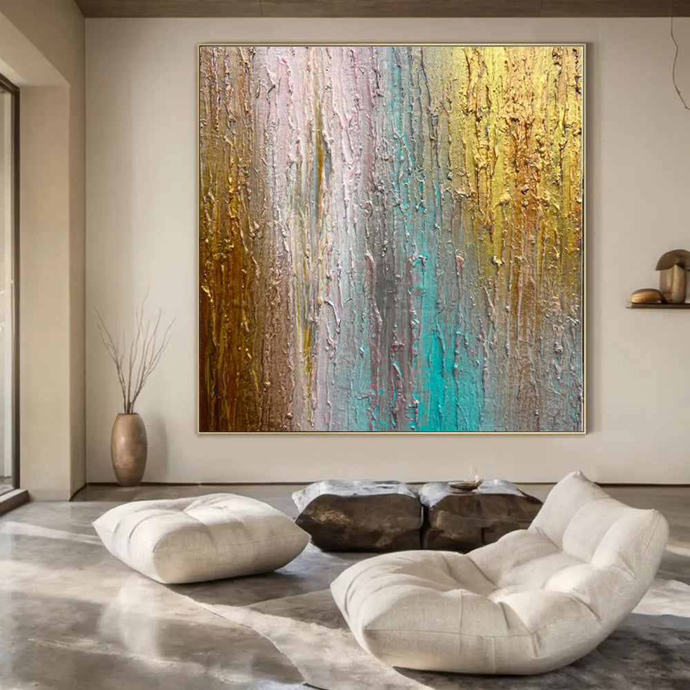 Oversized Hand-Painted Modern Abstract Painting for Bedroom Dressing Areas