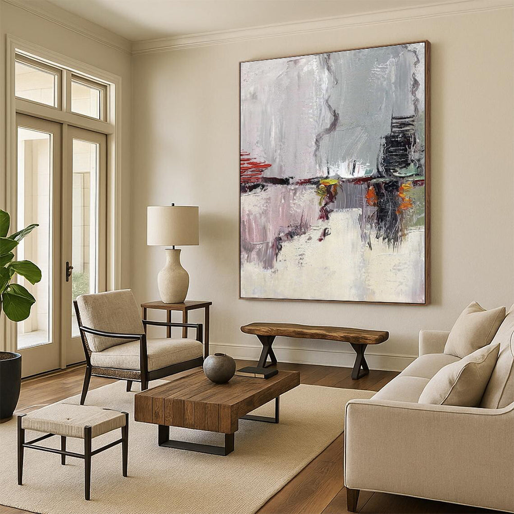 Large-Scale Tailored Abstract Wall Art for Laundry Room Utility Sink Area