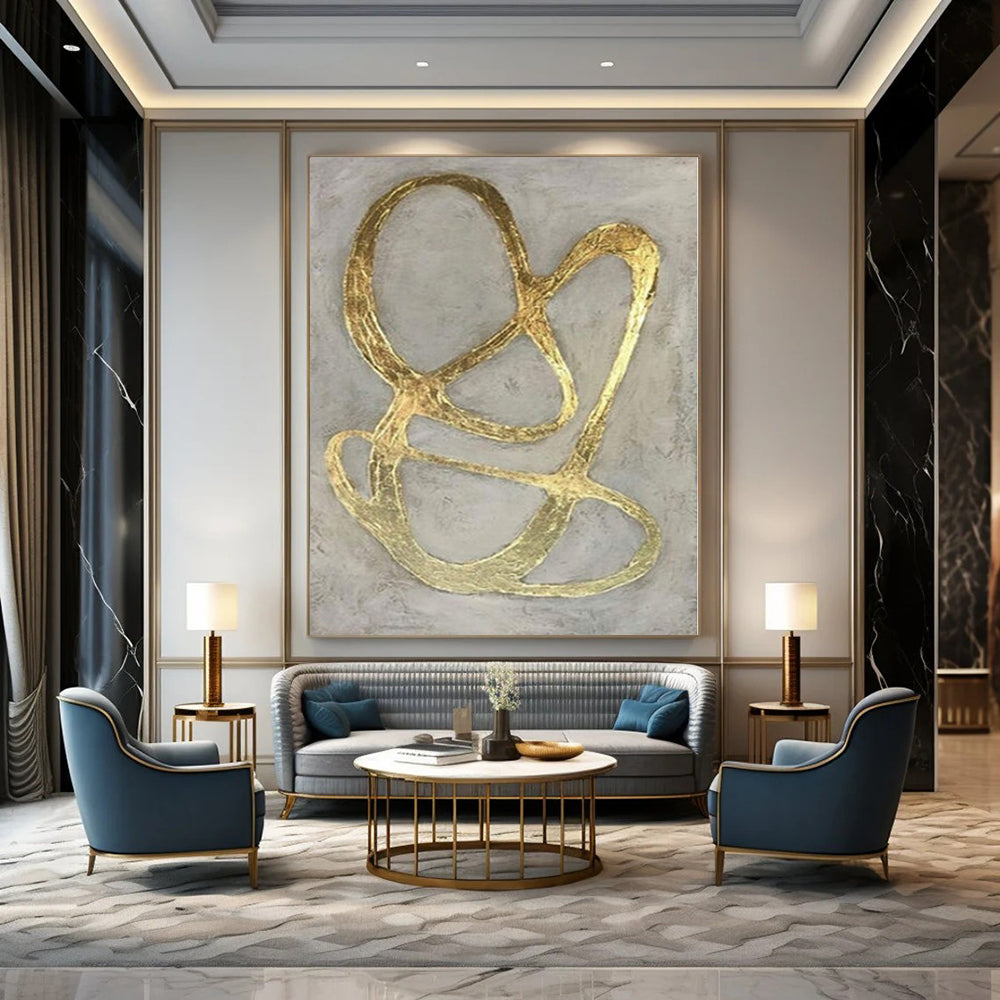 Giant Hand-Painted Contemporary Abstract Art for Family Home Basement Recreation Areas