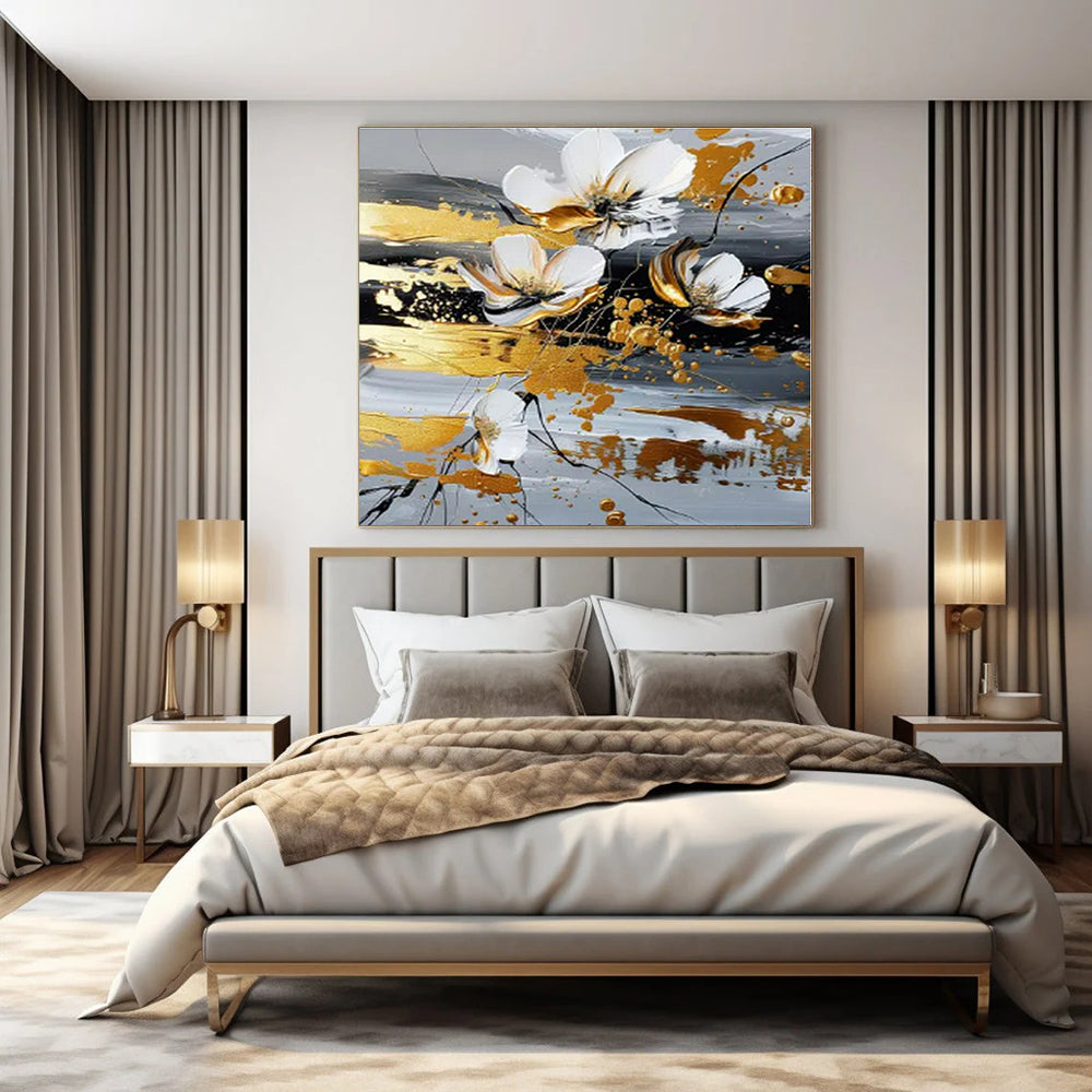Artistic Impressionism Hand-Painted Abstract Mural for Romantic Bedrooms