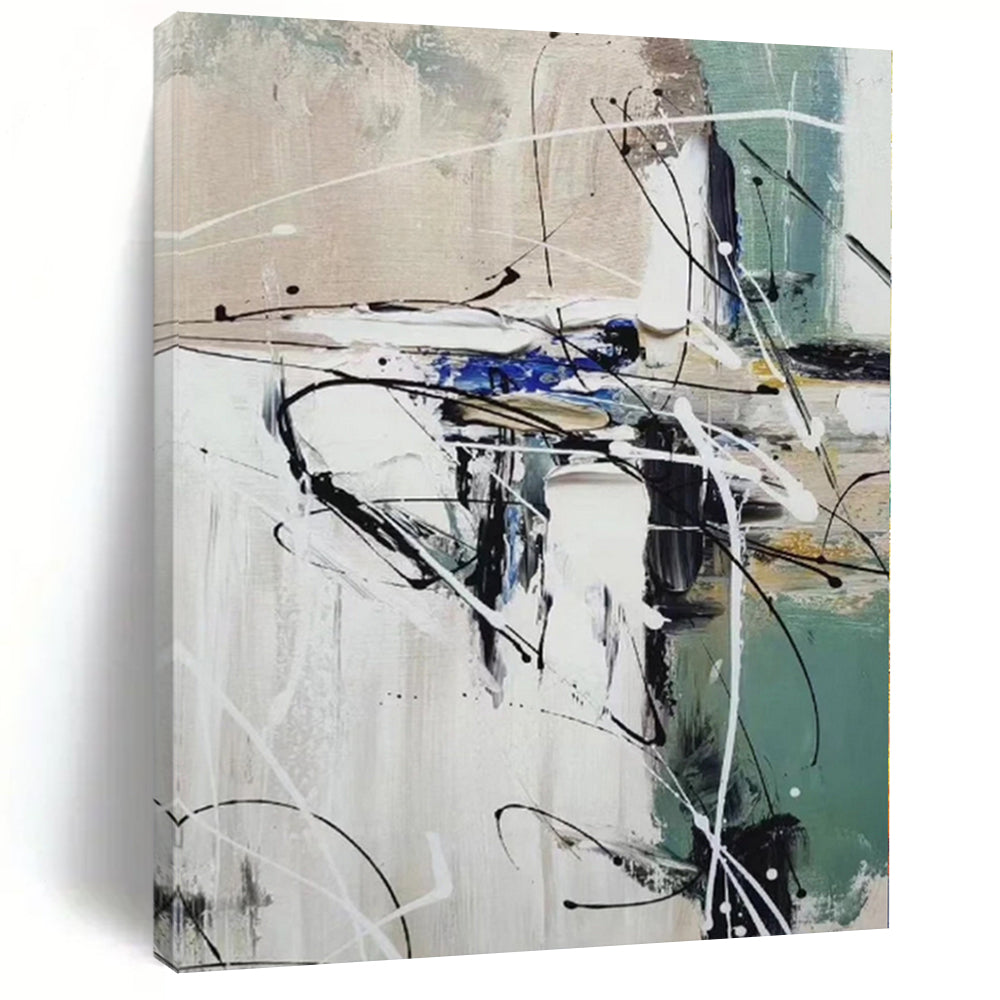 Monumental Abstract Painting for Powder Room Interiors - Custom Resin on Linen