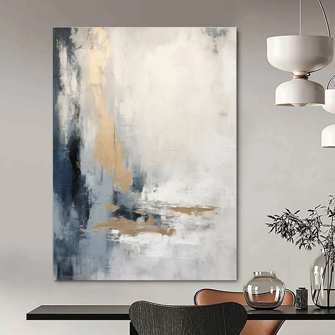 Large-Scale Hand-Painted Abstract Canvas for Office and Living Room