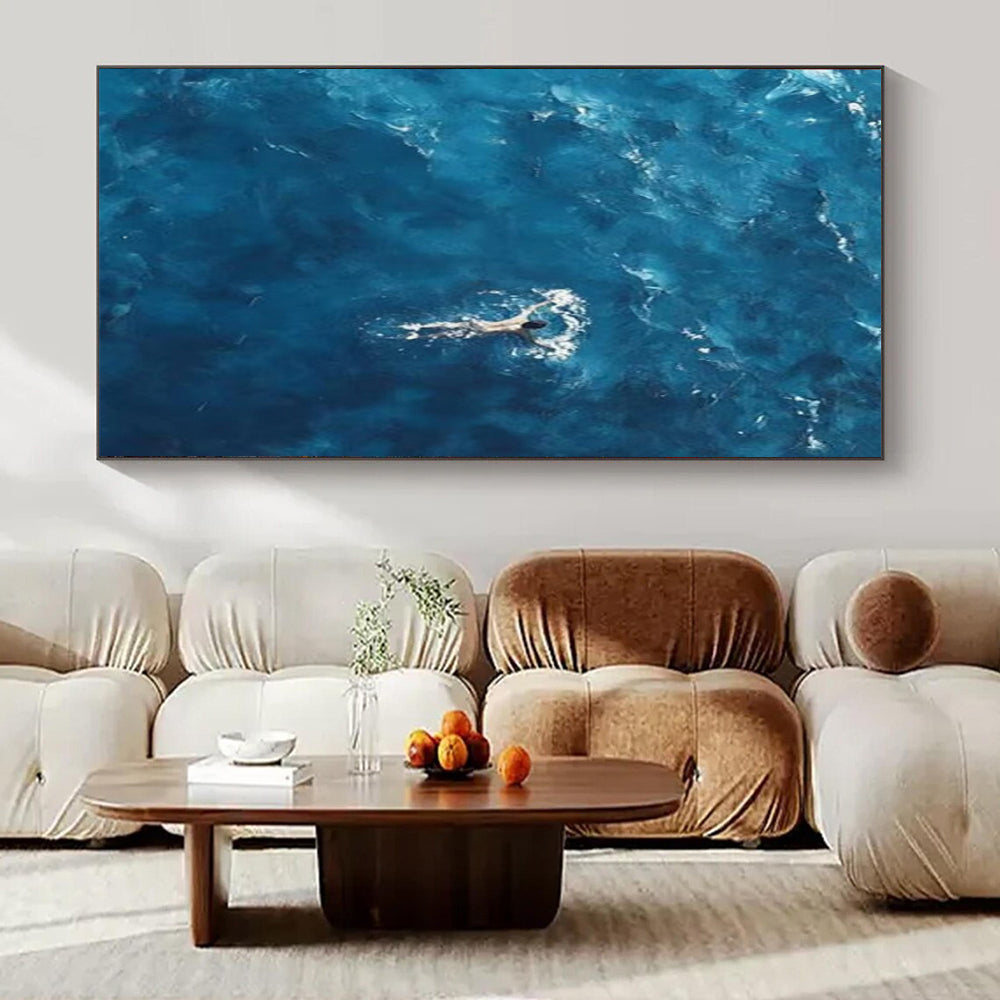 Oversized Hand-Painted Contemporary Abstract Mural for Family Dining Halls