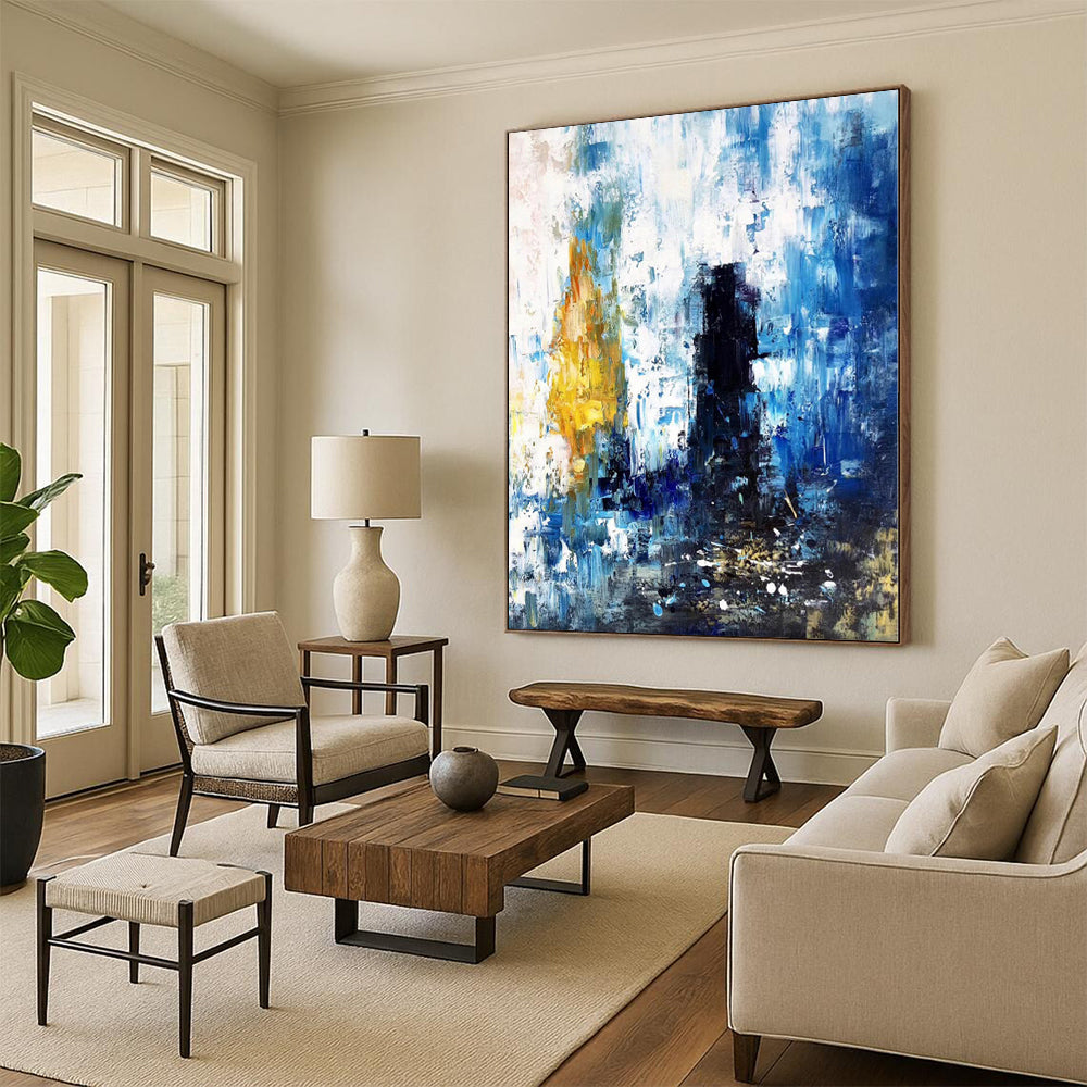 Mammoth Hand-Painted Abstract Canvas for Nursery Feature Wall