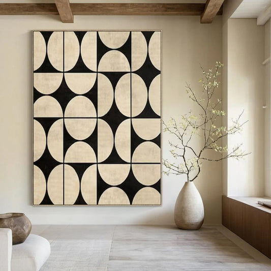 Oversized Hand-Painted Modern Abstract Painting for Family Home Meditation Rooms