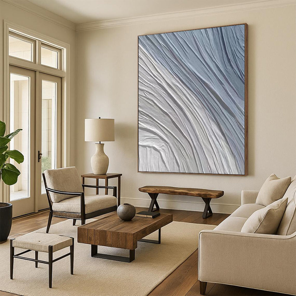 Oversized Custom Abstract Art for Mudroom Entry Feature Wall