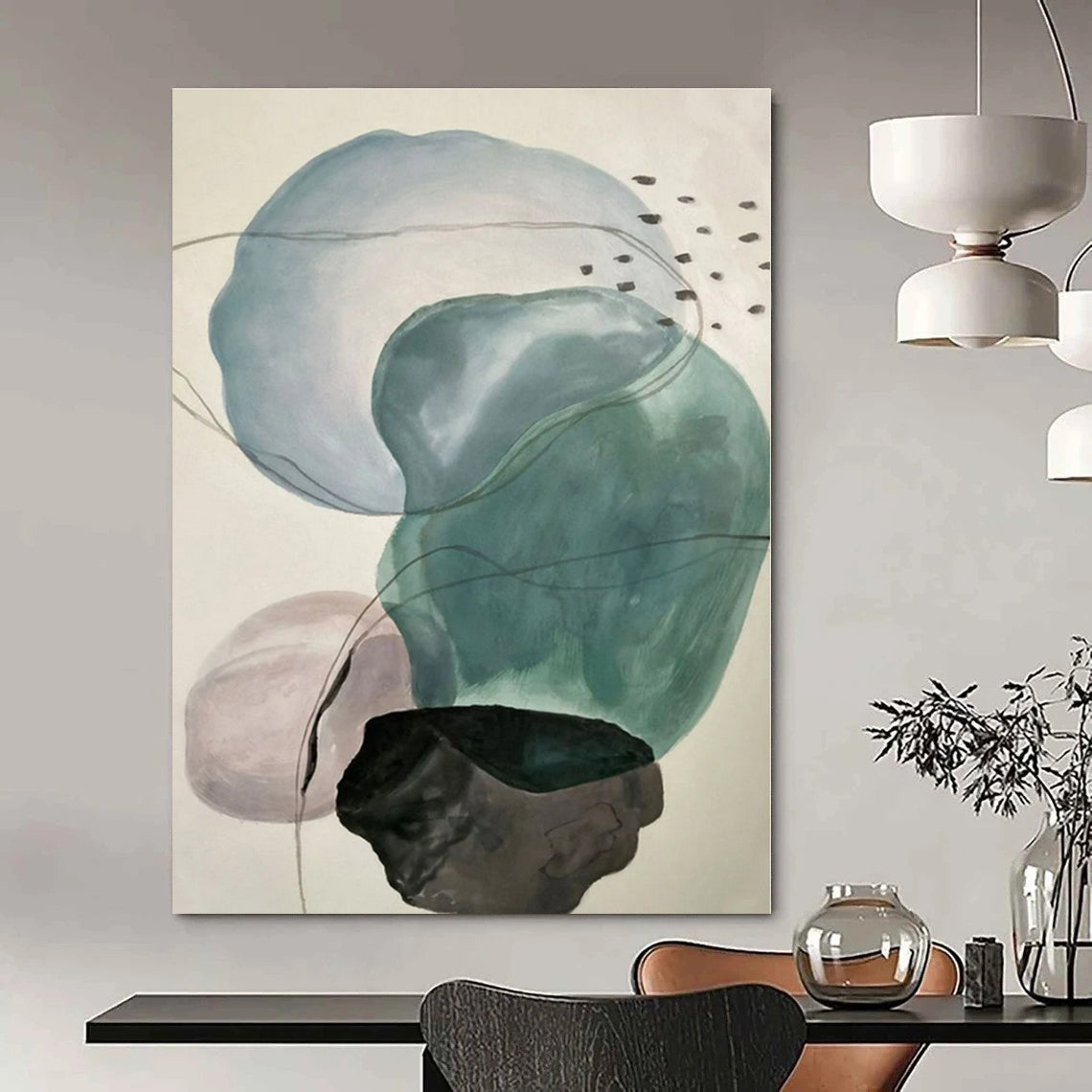 Hand-Painted Custom Abstract Mural for Office Administrative Areas