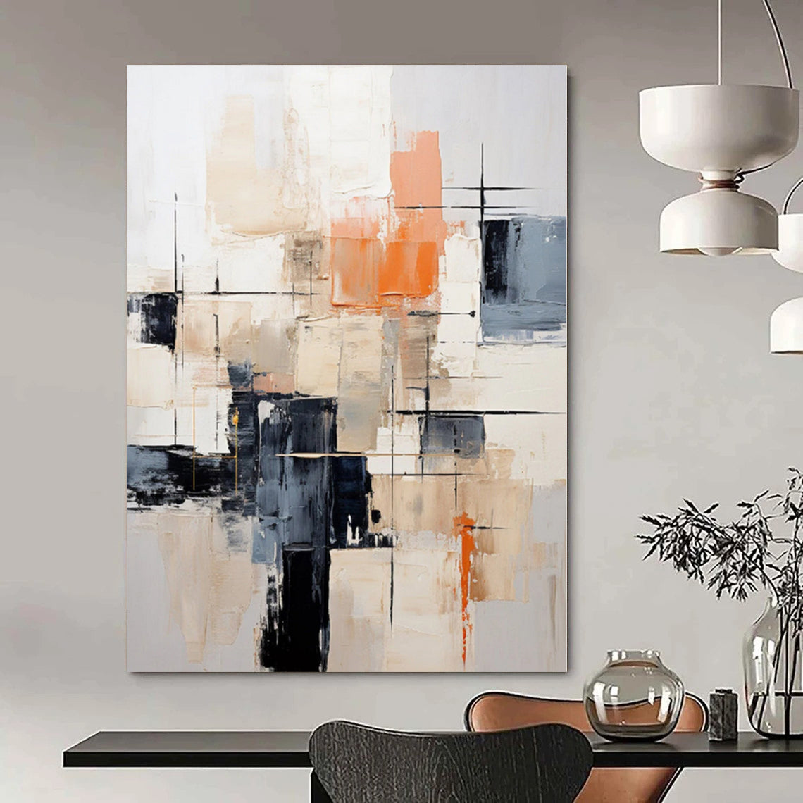 Grand Abstract Painting for Meditation Yurts - Hand-Painted Acrylic on Linen