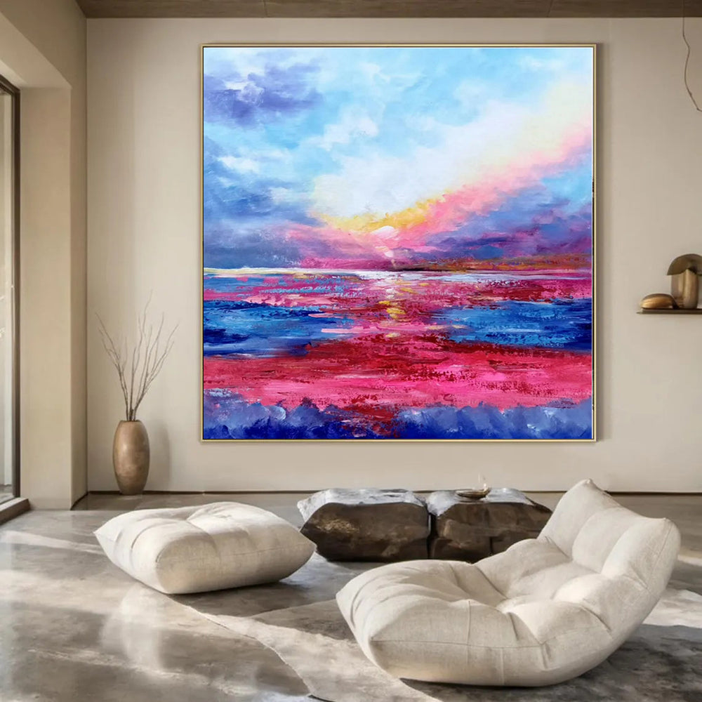 Large Hand-Painted Bespoke Abstract Wall Art for Office Maintenance Rooms