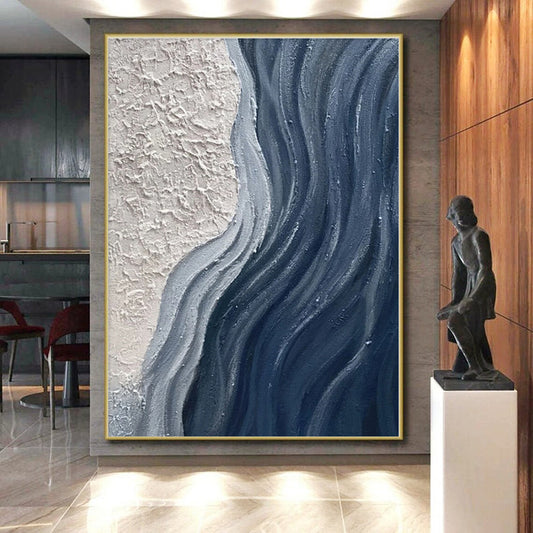 Massive Hand-Painted Abstract Canvas for Dining Room Buffet Wall