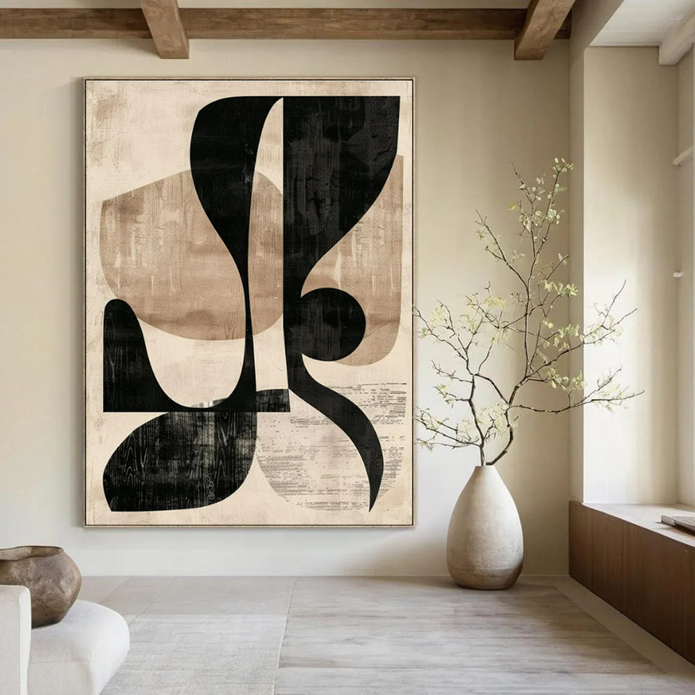 Oversized Custom Hand-Painted Abstract Mural for Office & Hotel Conference Rooms