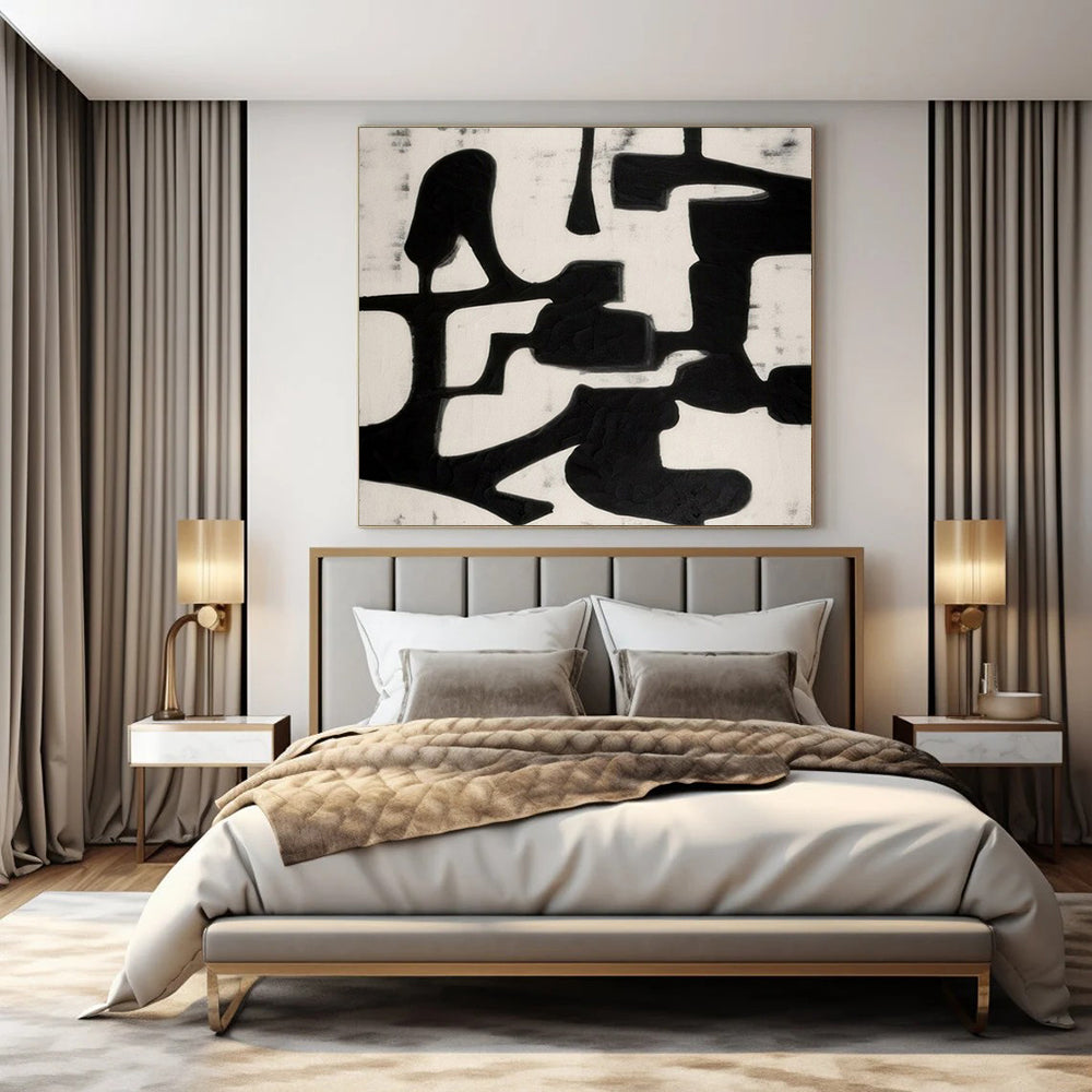 Large Hand-Painted Contemporary Abstract Wall Art for Family Home Reading Corners