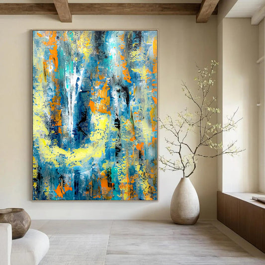 Giant Hand-Painted Contemporary Abstract Art for Bedroom Yoga and Meditation Spaces