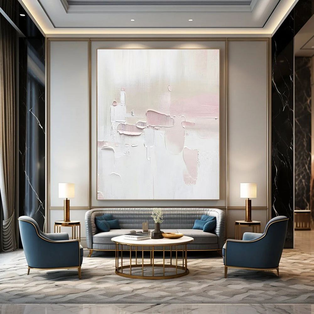 Oversized Custom Hand-Painted Abstract Canvas for Dining Room and Hotel Lobby Lounge