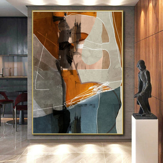 Gigantic Abstract Botanical Hand-Painted Painting for Mudroom Paw Wash Wall