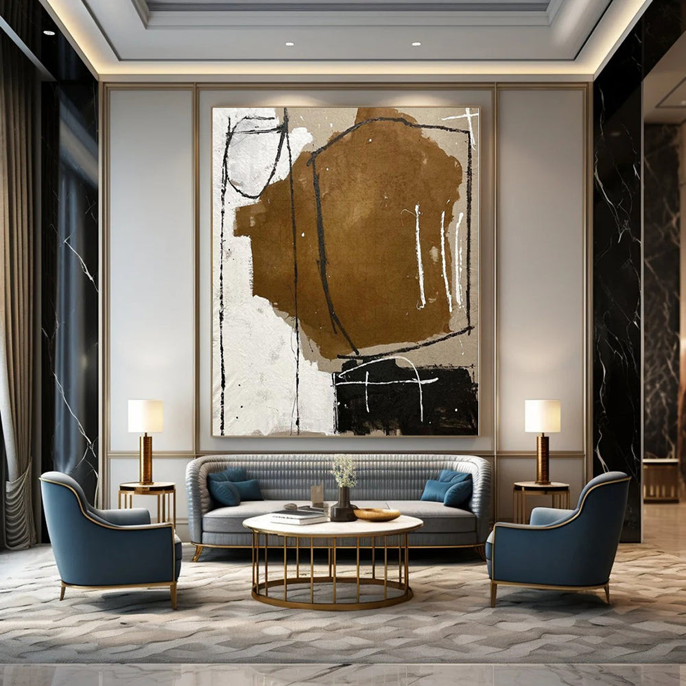 Extra-Vast Hand-Painted Modern Abstract Artwork for Living Room Behind Entertainment Centers