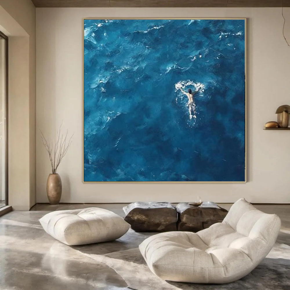 Oversized Hand-Painted Contemporary Abstract Mural for Family Dining Halls