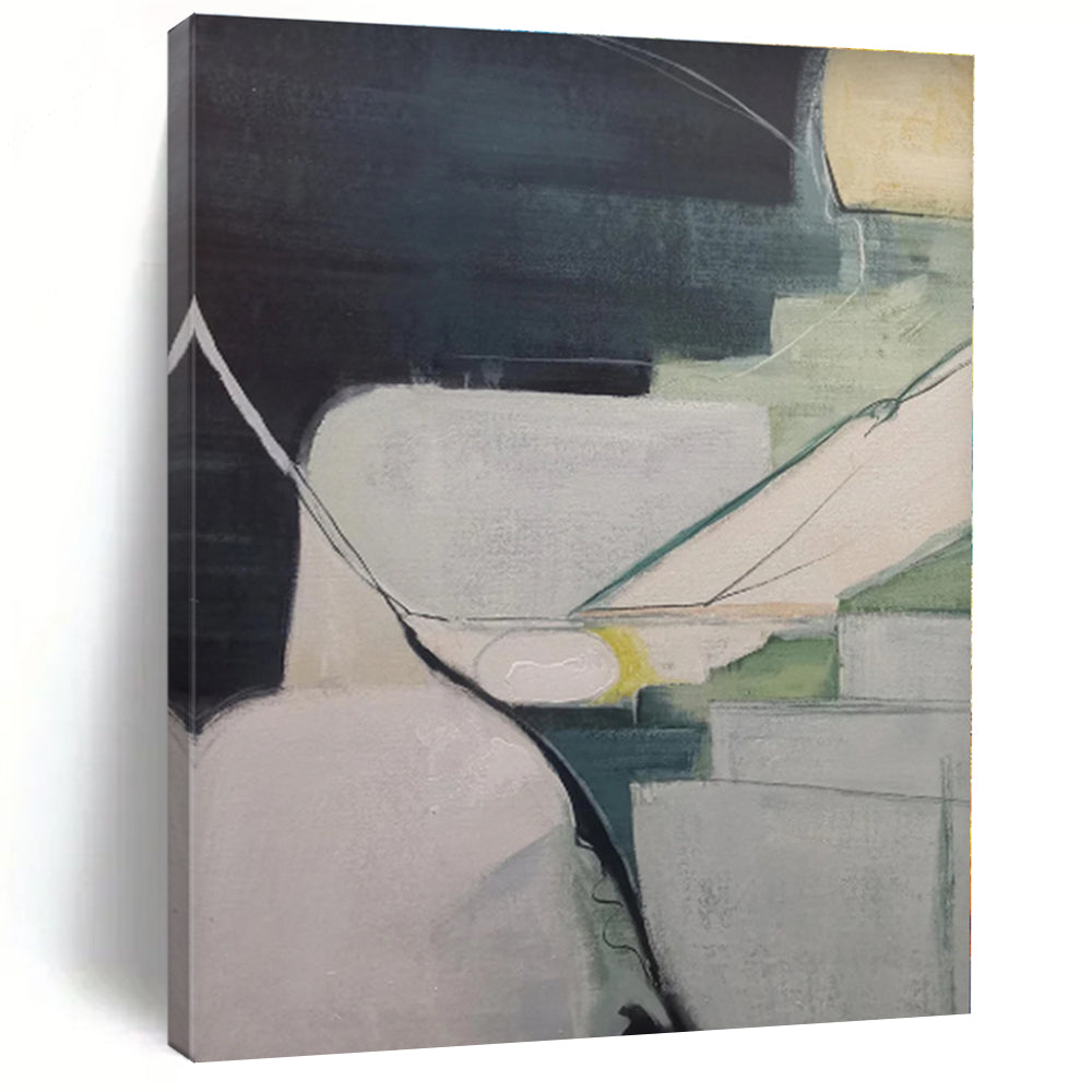 Gigantic Abstract Landscape Hand-Painted Painting for Home Library Knowledge Wall