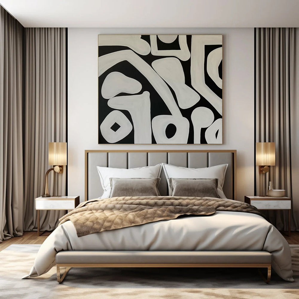 Gigantic Hand-Painted Modern Abstract Canvas for High-End Villa Living Rooms