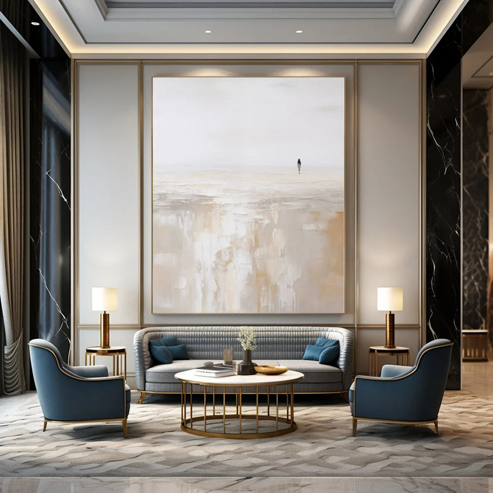 Oversized Custom Hand-Painted Abstract Mural for Office Rooftop Lounges