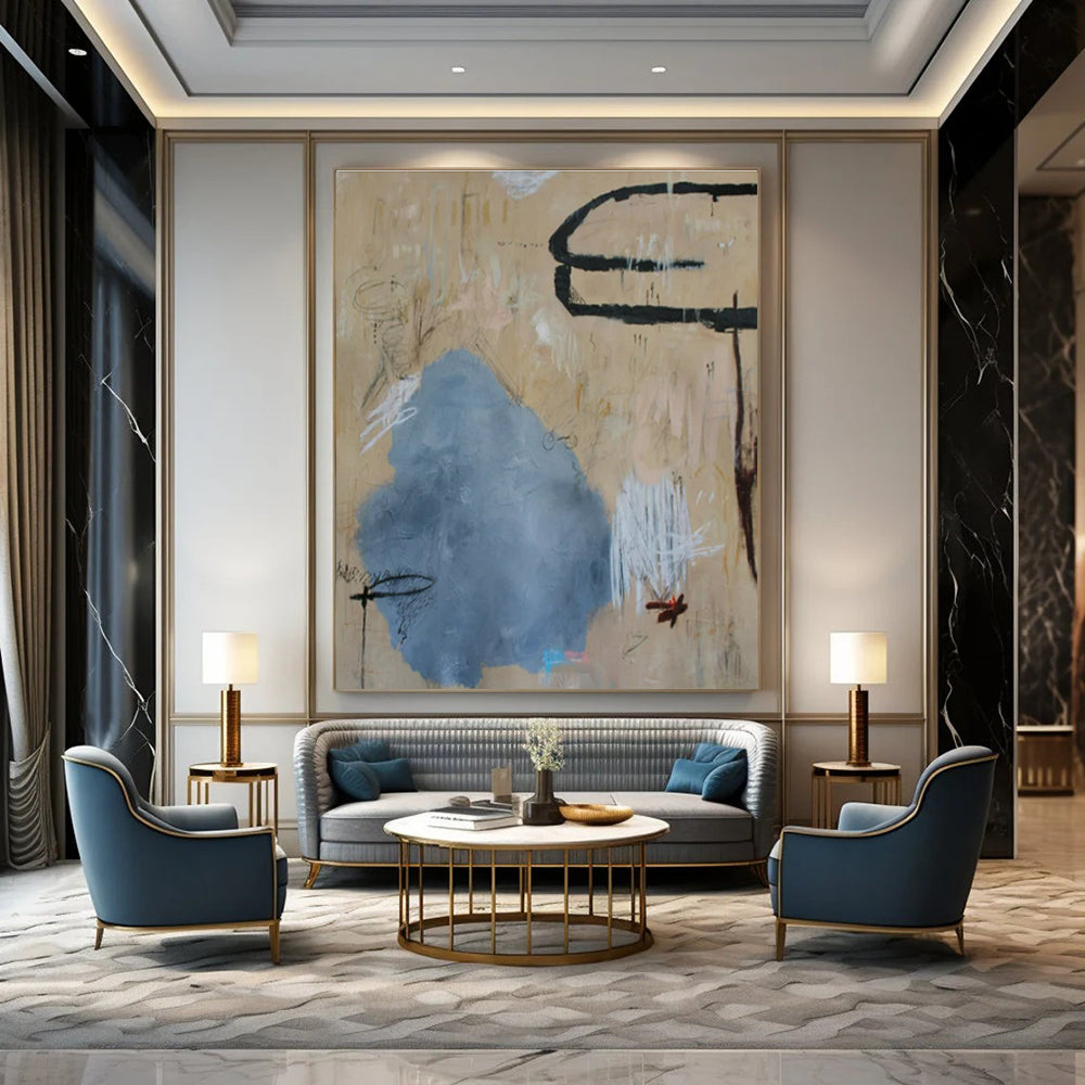 Custom Hand-Painted Abstract Painting for Office & Bar