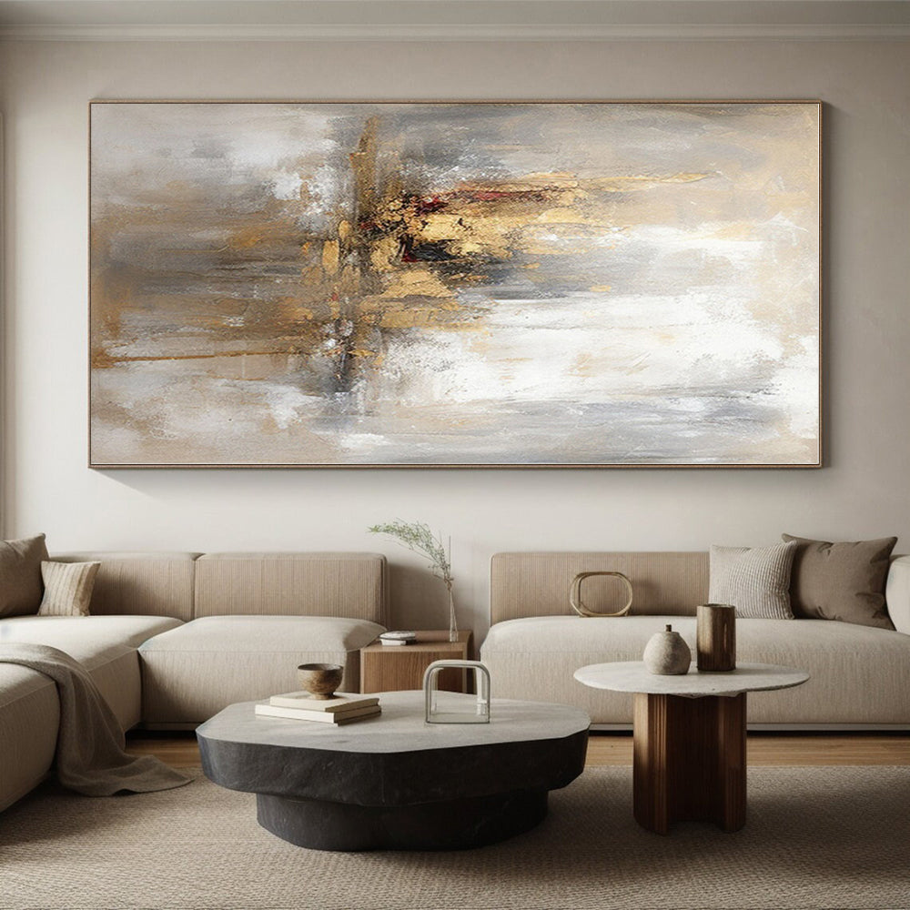 Super-Sized Abstract Minimalist Line Art Hand-Painted Canvas for Home Wine Cellar Wall