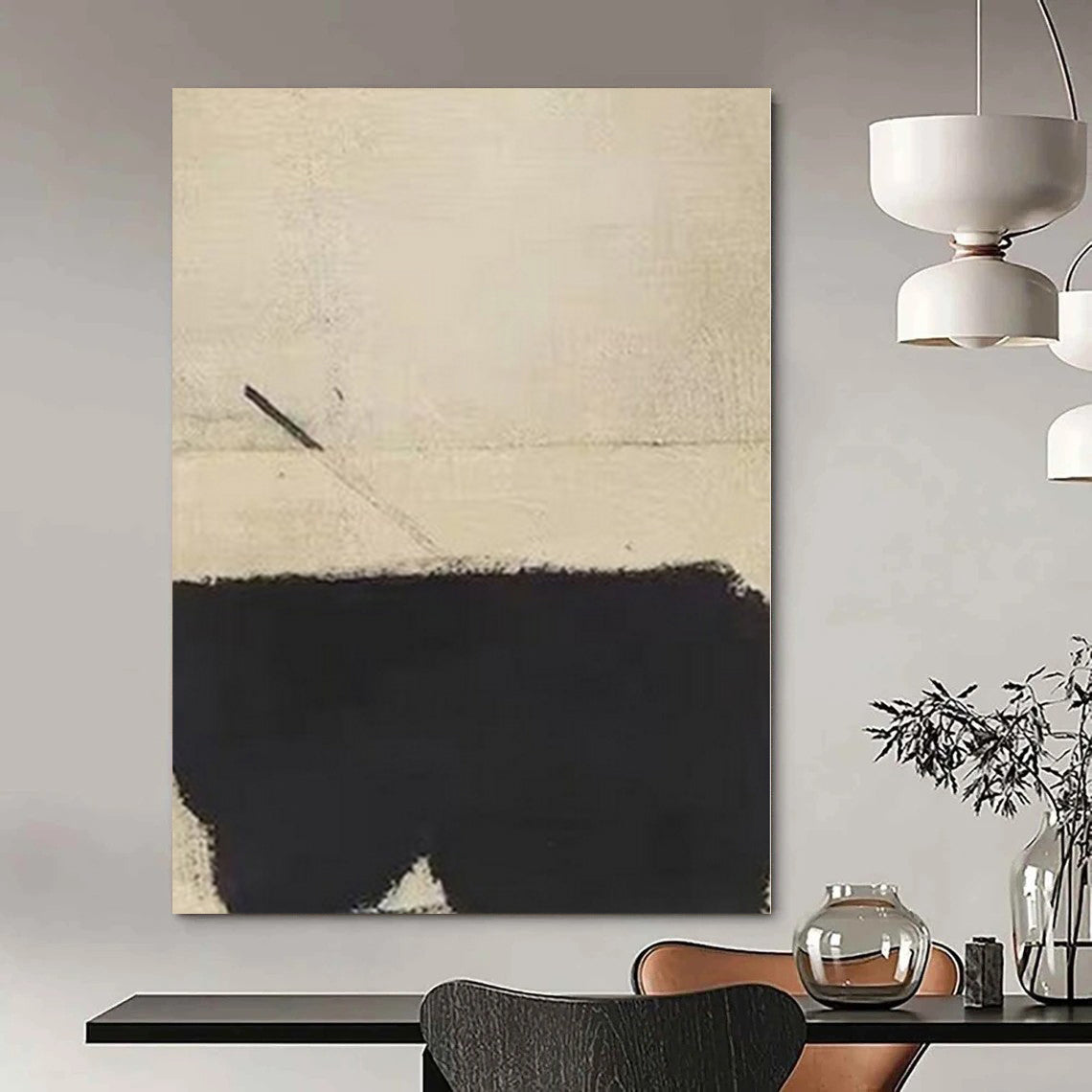Oversized Hand-Painted Contemporary Abstract Art for Dining Room Behind Buffets