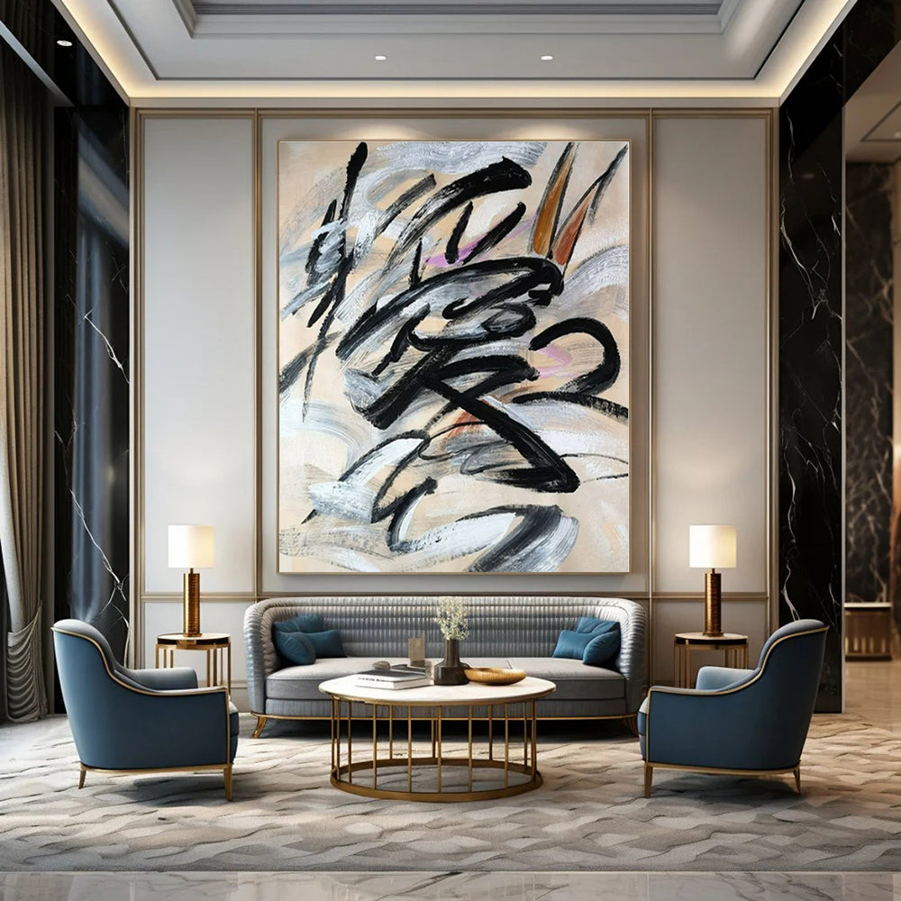 Oversized Custom Hand-Painted Abstract Canvas for Office Legal Departments
