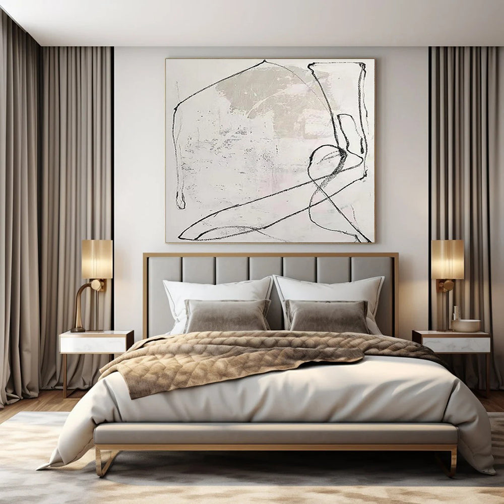 Grand Abstract Painting for Reading Nook Alcoves - Hand-Painted Oil on Canvas