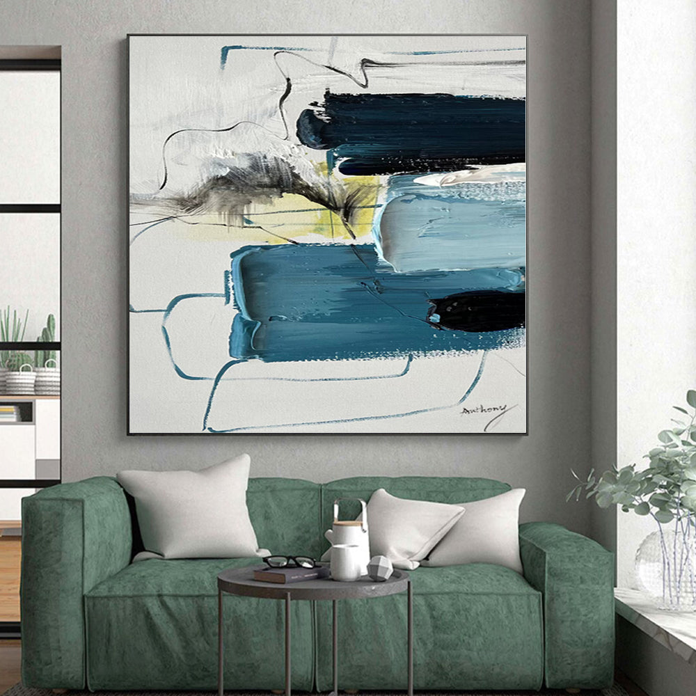 Custom Giant Hand-Painted Abstract Painting for Master Bedroom Accent Wall