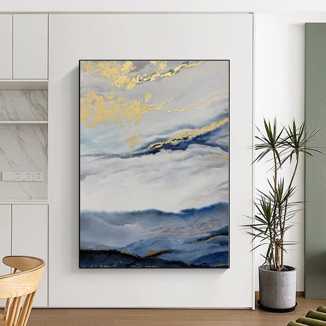 Custom Giant Hand-Painted Abstract Canvas for Bathroom Vanity Feature Wall LargeART0584