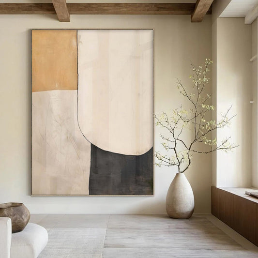 Colossal Hand-Painted Contemporary Abstract Canvas for Family Home Entryways