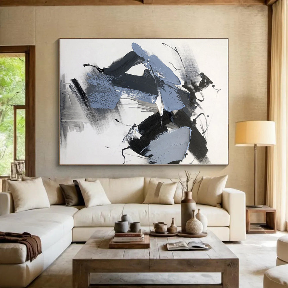 Custom Large Hand-Painted Abstract Canvas for Pet Nook Feature Wall