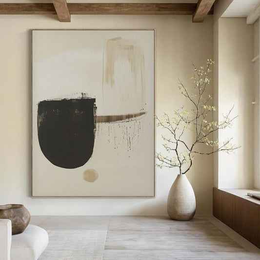 Huge Hand-Painted Contemporary Abstract Canvas for High-End Residential Foyer Entrances