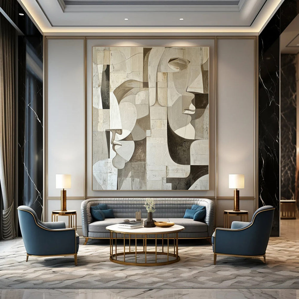 Oversized Custom Hand-Painted Abstract Canvas for Bar & Entryway